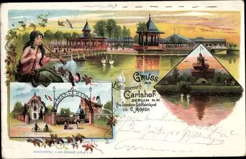 Litho Berlin Charlottenburg, Etablissement Carlshof am Spandauer Schifffahrts Kanal