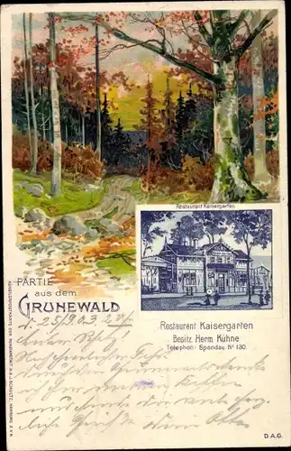 Litho Berlin Wilmersdorf Grunewald, Restaurant Kaisergarten