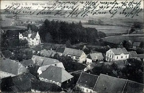 Ak Elstra in der Oberlausitz Sachsen, Blick vom Turm auf den Ort