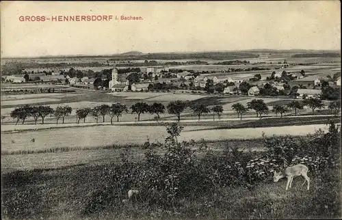 Ak Großhennersdorf Herrnhut in Sachsen, Blick auf den Ort mit Umgebung