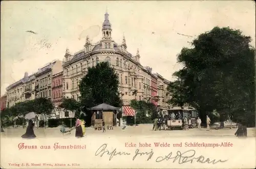 Ak Hamburg Eimsbüttel, Ecke hohe Weide und Schäferkamps Allee, Straßenbahn