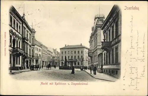 Ak Iserlohn im Märkischen Kreis, Markt, Rathaus, Siegesdenkmal