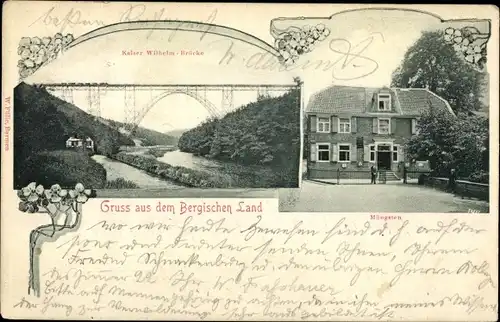 Ak Müngsten an der Wupper Wuppertal, Kaiser Wilhelm Brücke, Wohnhaus