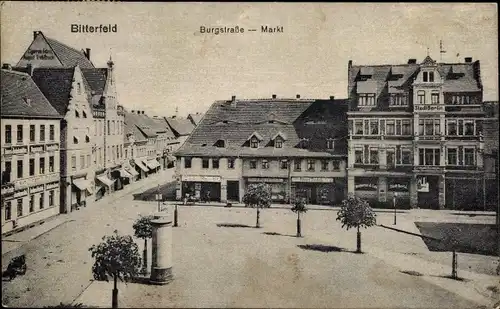 Ak Bitterfeld in Sachsen Anhalt, Burgstraße, Markt, Hotel Stadt Berlin