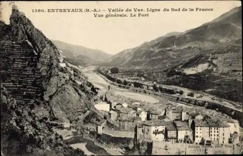 Ak Entrevaux Alpes de Haute Provence, Vallee du Var, Ligne du Sud de la France, Vue generale