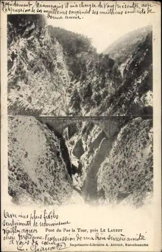 Ak Le Lauzet Alpes de Haute Provence, Pont du Pas la Tour