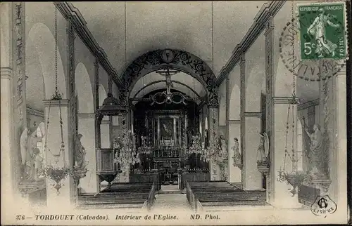 Ak Tordouet Calvados, Interieur de l'Eglise