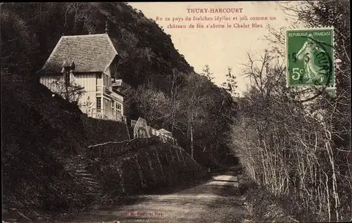 Ak Thury Harcourt Calvados, En ce pays de fraiches idylles, Chalet Bleu