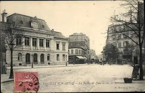 Ak Neuilly sur Seine Hauts de Seine, La Justice de Paix et rue de Sablonville