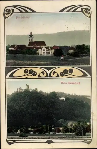 Jugendstil Ak Hartkirchen Oberösterreich, Burgruine Schaunberg, Blick auf den Ort