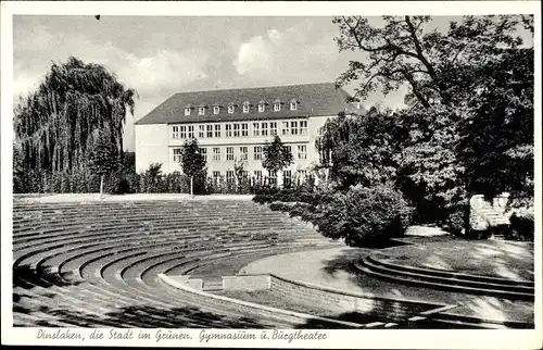 Ak Dinslaken am Niederrhein, Gymnasium und Burgtheater