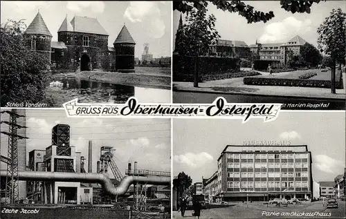 Ak Osterfeld Oberhausen im Ruhrgebiet, Glückaufhaus, Zeche Jacobi, Schloss Vondern, Hospital