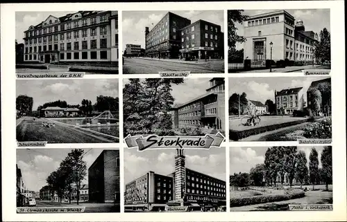 Ak Sterkrade Oberhausen im Ruhrgebiet, Hochhaus, Schwimmbad, Stadtmitte, Gymnasium