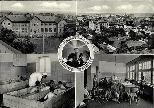 Ak Wangerooge in Friesland, Oldenburger Kinderheim, Badezimmer, Aufenthaltsraum, Gesamtansicht