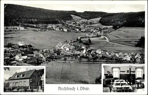 Ak Aschbach Wald Michelbach im Odenwald, Panorama, Gasthaus