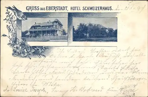 Passepartout Ak Eberstadt Darmstadt in Hessen, Hotel Schweizerhaus