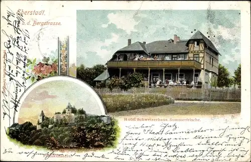 Litho Eberstadt Darmstadt in Hessen, Hotel Schweizerhaus, Frankenstein