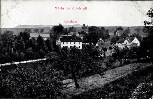 Ak Mörla Rudolstadt, Blick auf den Ort und ein Gasthaus