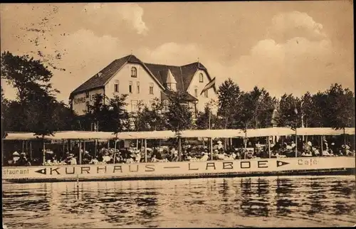 Ak Ostseebad Laboe, Kurhaus Laboe, Wasserterrasse