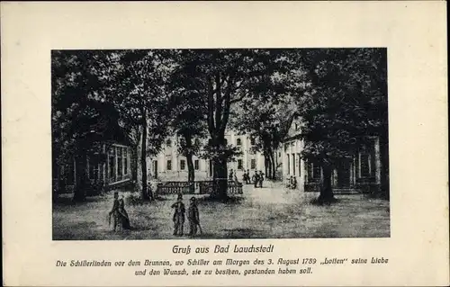 Künstler Ak Bad Lauchstädt Saalekreis, Schillerlinde, Liebeserklärung an Lotten, 03.08.1789