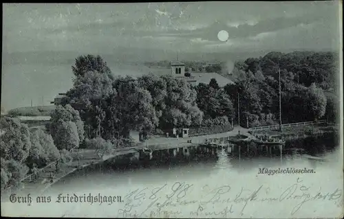 Mondschein Ak Berlin Köpenick Friedrichshagen, Müggelschlösschen