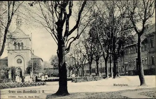 Ak Hasselfelde Oberharz am Brocken, Marktplatz, Kirche
