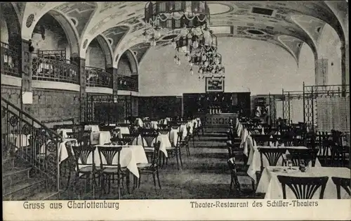 Ak Berlin Charlottenburg, Theater Restaurant des Schiller Theaters, Innenansicht