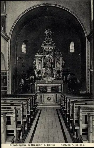 Ak Berlin Marzahn Biesdorf an der Ostbahn, Erholungsheim, Fortuna Allee 31, Kapelle, Innenansicht