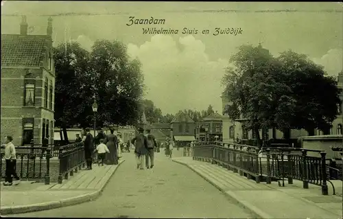 Ak Zaandam Zaanstad Nordholland, Wilhelmina Sluis en Zuiddijk