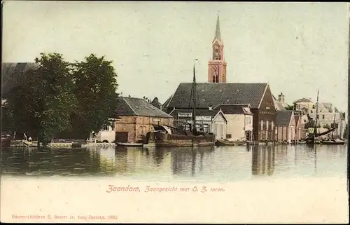 Ak Zaandam Zaanstad Nordholland, Zaangezicht met O. Z. toren