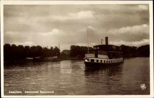 Ak Zaandam Zaanstad Nordholland, Aankomst Salonboot