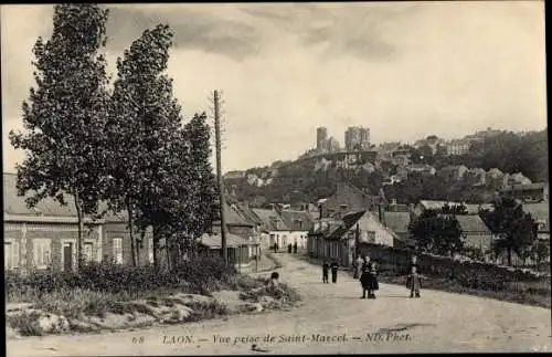 Ak Laon Aisne, Vue prise de Saint Marcel, Straßenpartie