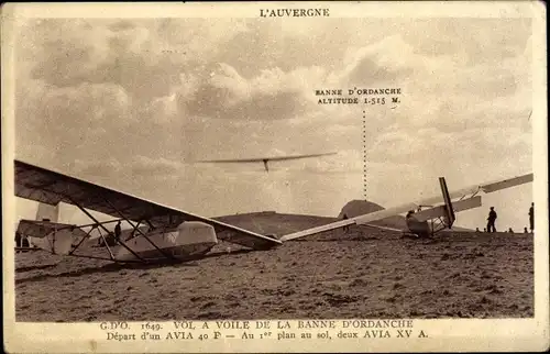 Ak L'Auvergne, Depart d'un Avia 40 F, Avia XV A, Vol a Voile de la Banne d'Ordanche, Flugzeuge