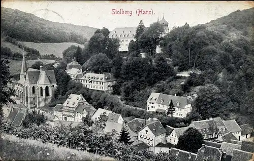 Ak Stolberg Südharz, Teilansicht vom Ort, Kirche, Schloss