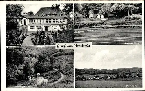 Ak Nettelstedt Lübbecke Westfalen, Kinderheim, Freilichtbühne, Gasthof Jägerhütte, Dorfansicht