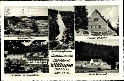 Ak Willingen im Upland Waldeck Hessen, Mühlenkopfschanze, Haus Monopol, Essener Skihütte, Holdheim