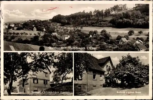 Ak Buchklingen Birkenau im Odenwald, Gasthaus zum grünen Baum, Blick auf den Ort