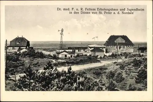 Ak Nordseebad Sankt Peter Ording, Dr med F u R Feltens Erholungshaus, Jugendheim, Dünen