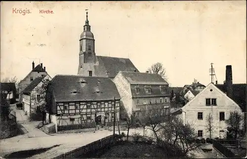 Ak Krögis Käbschütztal Sachsen, Kirche, Gasthof