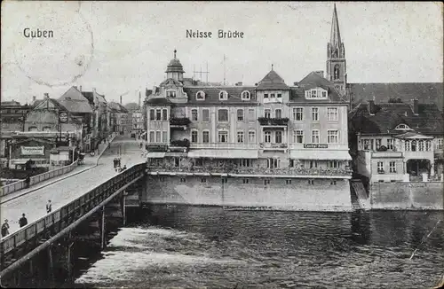 Ak Guben in der Niederlausitz, Neißebrücke