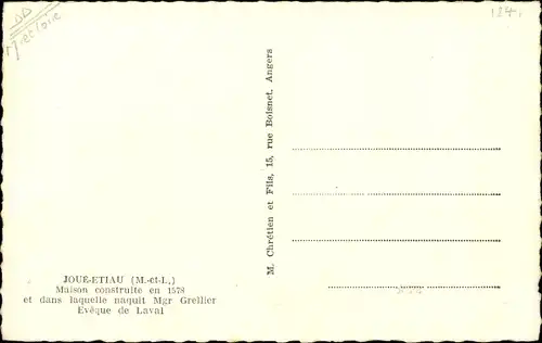Ak Joué Étiau Maine et Loire, Maison construite en 1578