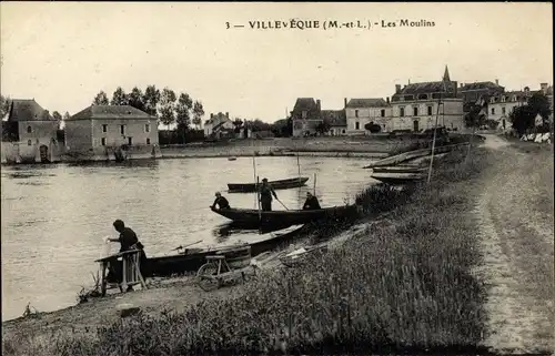 Ak Villeveque Maine et Loire, Les Moulins