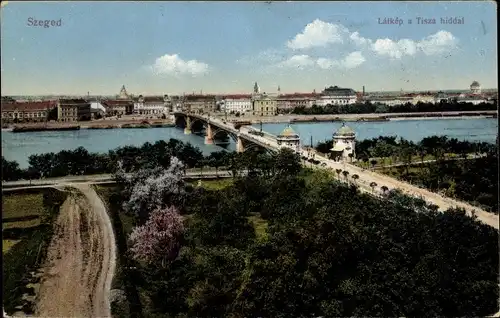 Ak Segedin Szeged Ungarn, Latkep a Tisza hiddal