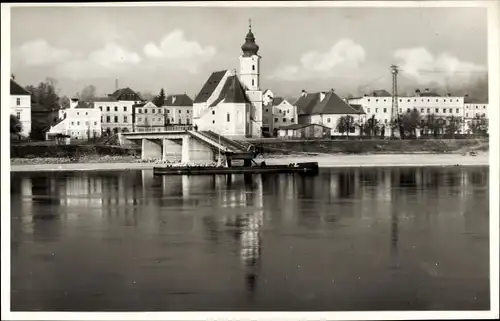 Ak Aschach an der Donau Oberösterreich, Ortsansicht, Anlegestelle, Kirche
