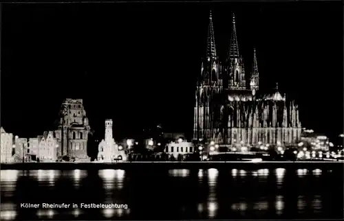 Ak Köln am Rhein, Stadt in Festbeleuchtung, Dom