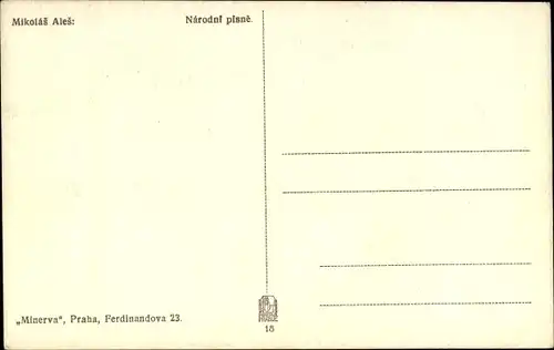 Künstler Ak Ales, M., Narodni pisne, Liebespaar, Frau am Fenster