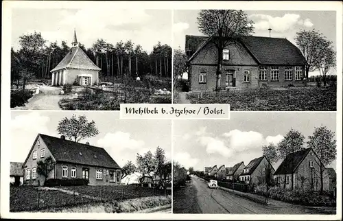 Ak Mehlbek Schleswig Holstein, Kirche, Straßenpartie, Ortspartie