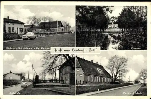 Ak Besdorf b. Itzehoe Holstein, Bäckerei, Schule