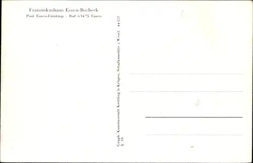 Ak Borbeck Essen Ruhrgebiet, Franziskushaus, Gartenseite