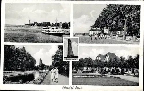 Ak Ostseebad Laboe, Marine Ehrenmal, Strandpartie, Ortspartie, Fähre